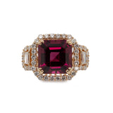 Daneilla Solid 14k Gold Raspberry Garnet Ring with Lab Diamond Accents: Solid 14k Gold, 11mm