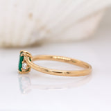 Kritika 14k Solid Yellow Gold Colombian Emerald Diamond Ring | EM 6x4mm