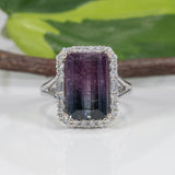 14K white gold bi-color tourmaline ring