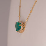 14K yellow gold colombian emerald pendant with diamond accents
