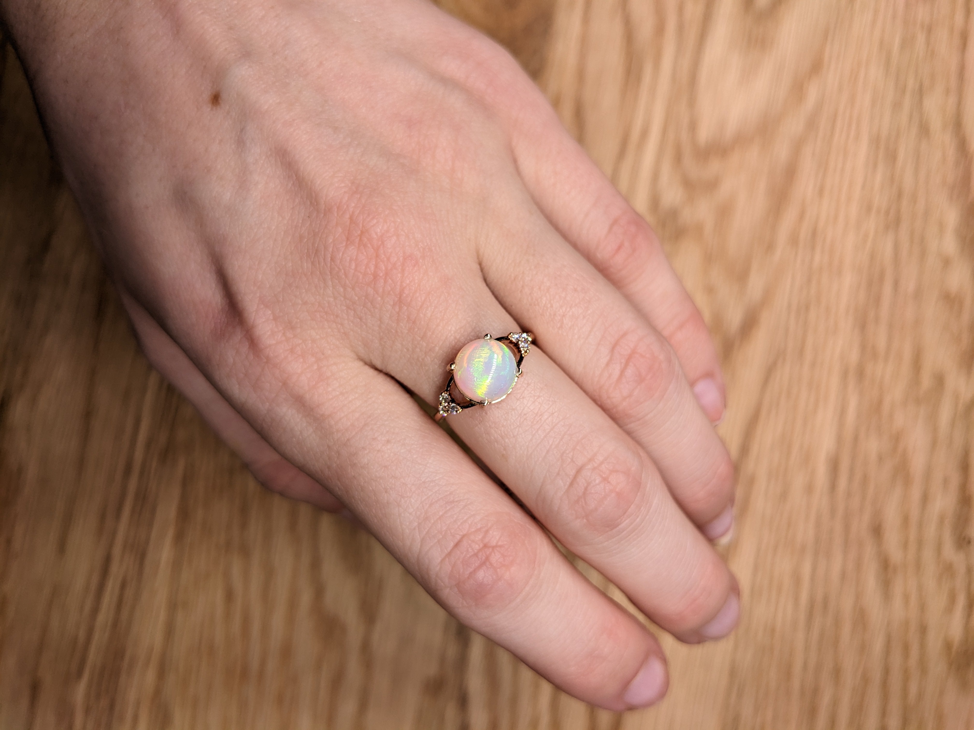 nora 14k dual white yellow gold 2.15cts opal diamond ring