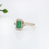 Eden 14K Yellow Gold Emerald and  Diamond Accents Ring | Emerald Cut 7x5mm