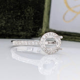 Angel Series East West Oval Ring Setting in 14K Solid Gold with a Natural Diamond Halo | Oval Shape 7x5 8x6 9x7 Customizable