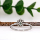 Linda 14K Solid White Gold Afghan Tourmaline and Diamond Ring | OV 5x4mm