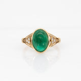 Arlo Solid 14K Gold  Zambian Emerald Ring with Natural Diamonds Accents: Oval, 11.3x8mm