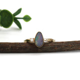 Jenna 14K Yellow Gold Boulder Opal Diamond Ring | Fancy 9.5x5.5mm