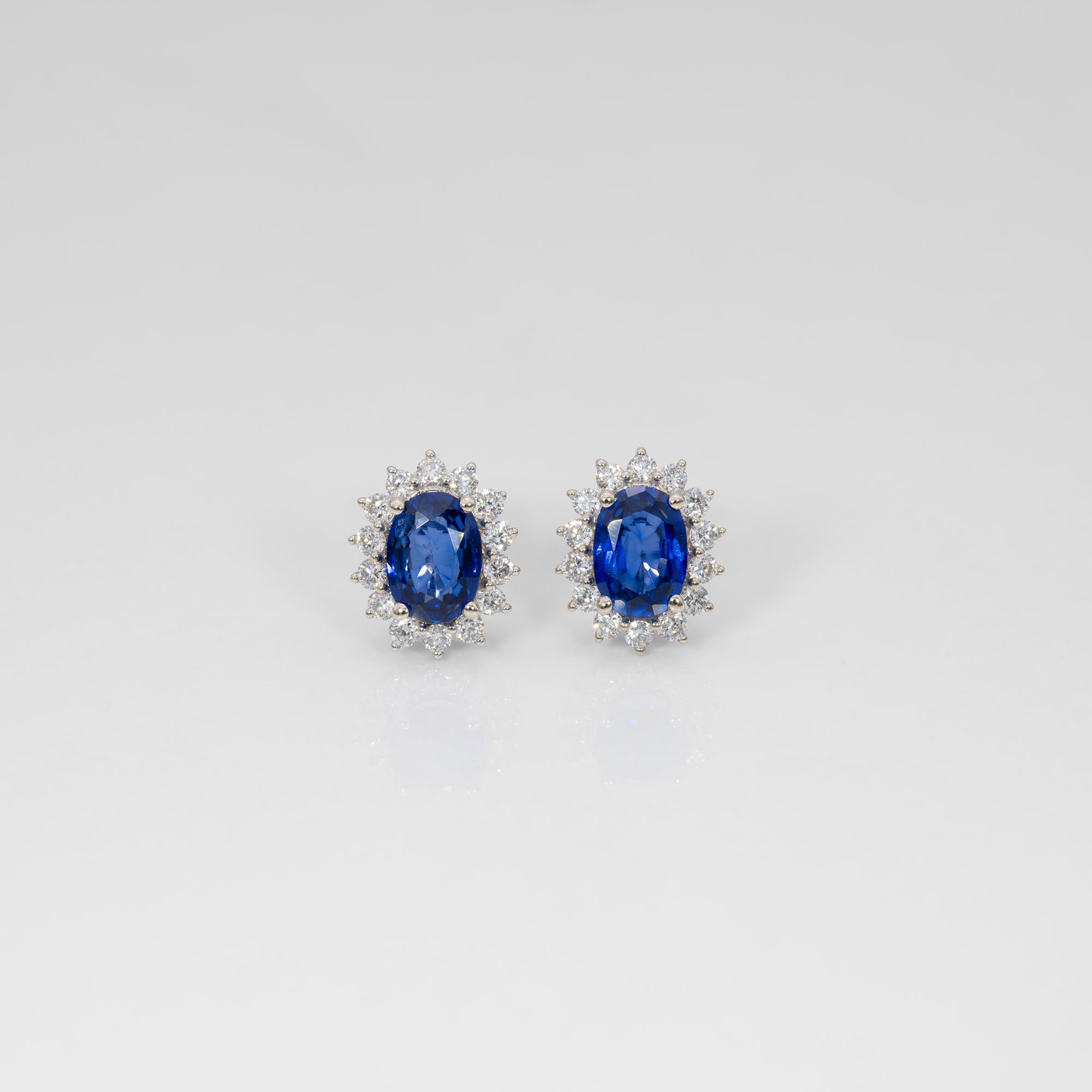 14K white gold ceylon blue sapphire earrings
