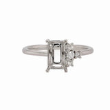 Asymmetrical Diamond Accented Ring Setting | Emerald Cut 6x4mm 7x5mm 8x6mm