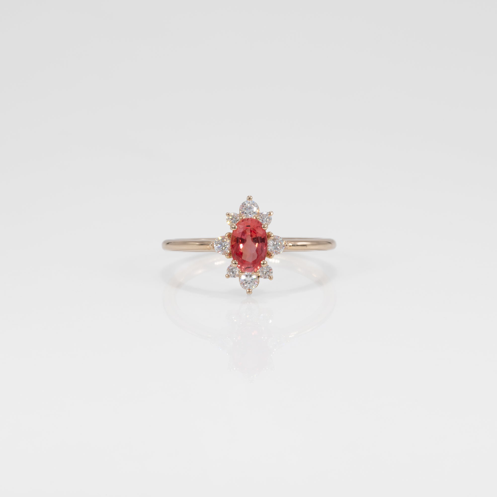 14K yellow gold padparadscha sapphire ring
