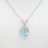 Kiana 7.8Ct Santa Maria Aquamarine Pendant with Natural Diamond Accents in Solid 14K Gold | Fine Blue Gemstone Jewelry