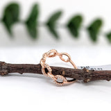 Charvi Solid 14K Rose Gold Natural Diamond Band Ring | Interlock Chain Design | Fine Jewelry