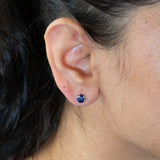 Blue Sapphire Stud Earrings in Solid 14K Gold | 3-Prong Round Solitaire Dainty Gemstone Earrings | Natural Sapphire Jewelry, 3mm 4mm 5mm 6mm
