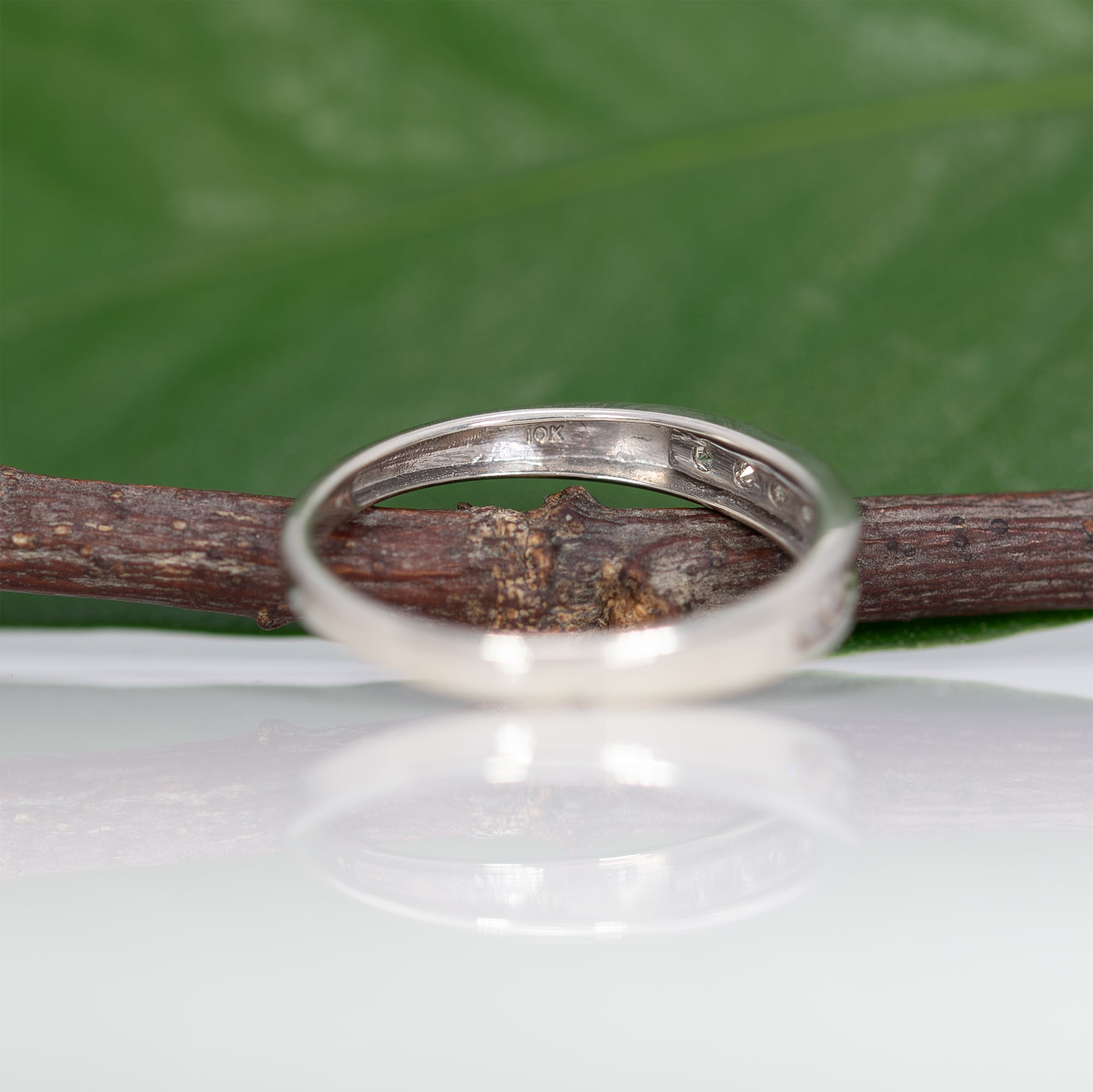 10K white gold diamond estate band