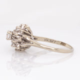 Tessia Solid 14k White Gold Estate Diamond Ring with Natural Diamond Accents, Round 4mm