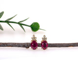 Rubella Madagascar Ruby Earrings with Alexandrite Accents: 14k Solid Gold, 8x6mm