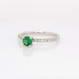 Dovie Solid 14k White Gold Tsavorite Garnet Ring with Natural Diamonds Accents | Round 4.5mm