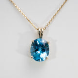 14K Yellow Gold Swiss Blue Topaz Pendant