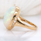 Kayla 14K Yellow Gold Ethiopian Opal and Diamond Ring | 17x12.5mm