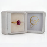 Seraphina Solid 14k Gold Star Ruby Ring with Natural Diamonds Accents, Oval 10x8mm