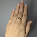 Dainty Citrine Ring w Natural Diamond Accents in Solid 14K White Gold | OV 7x5mm