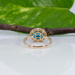 14K yellow gold sleeping beauty turquoise ring with diamond accents