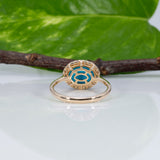 14K yellow gold sleeping beauty turquoise ring with diamond accents