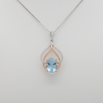 14K white & rose gold aquamarine pendant