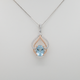 14K white & rose gold aquamarine pendant