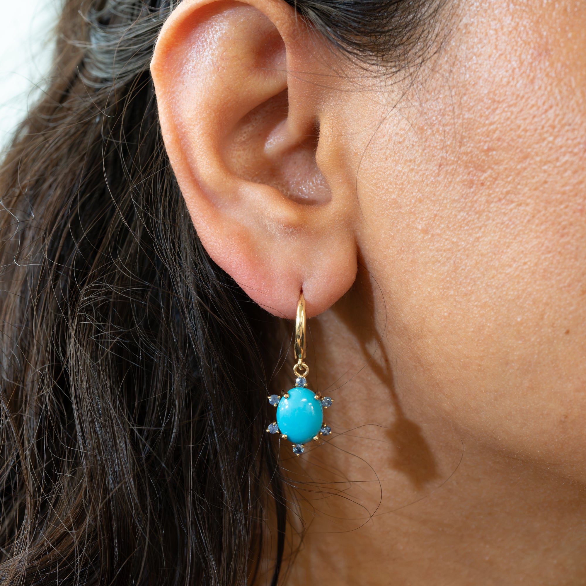 14K yellow gold sonoran turquoise earrings