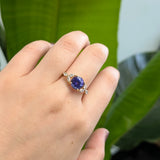 Prishi 14K Yellow Gold Tanzanite Diamond Ring | Round 8mm