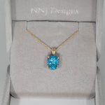 14K Yellow Gold Swiss Blue Topaz Pendant