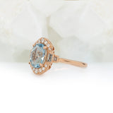 Jovana Solid 14k Gold  Aquamarine Ring with Natural Diamonds Accents, Oval 9x7mm