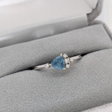 Gorgeous Aquamarine Ring with Natural Diamond Accents in White Gold | TR 5mm