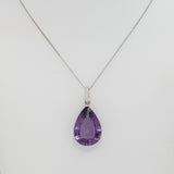 Nicole 8.1Ct Amethyst Pendant with Earth Mined Diamond Accents: Solid 14K Gold, 23x16mm