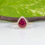 14K yellow gold GIA Mozambique ruby ring with diamond accents