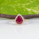14K yellow gold GIA Mozambique ruby ring with diamond accents