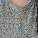 Nadya Solid 14k White Gold Turquoise Pendant with Natural Diamonds Accents, Marquise 14x9mm