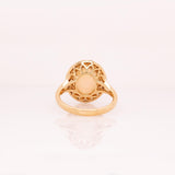 Ingrid Ethiopian Opal Ring with Natural Diamonds Accents: Solid 14K Gold, 11x9mm