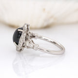 Kaya 14K White Gold Star Sapphire and Diamond Ring | 9x7mm