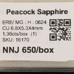 1.36 carat natural peacock sapphire cushion 6.8x5.3mm loose gemstone – view 2