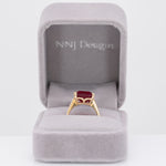 10K yellow gold Madagascar ruby emerald-cut estate ring
