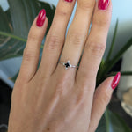 14K white gold black diamond ring with diamond accents