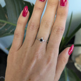 14K white gold black diamond ring with diamond accents