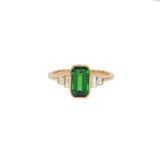 Aviva Solid 14k Gold Tsavorite Garnet Ring with Natural Diamond Accents, 9x5mm