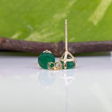 Zambian Emerald Martini Solitaire Stud Earrings – Round 6mm – Solid 14K Gold (Yellow, White or Rose)