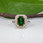 14K white & yellow gold chrome tourmaline ring