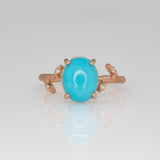 2.1ct Sonoran Turquoise Ring with Natural Diamond Accents in Solid 14K Gold – Elegant 10x8mm Statement Gemstone Ring