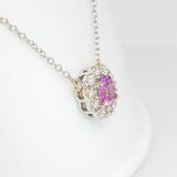 Eloise Solid 14K Gold Pink Sapphire Pendant Attached Chain with Natural Diamonds
