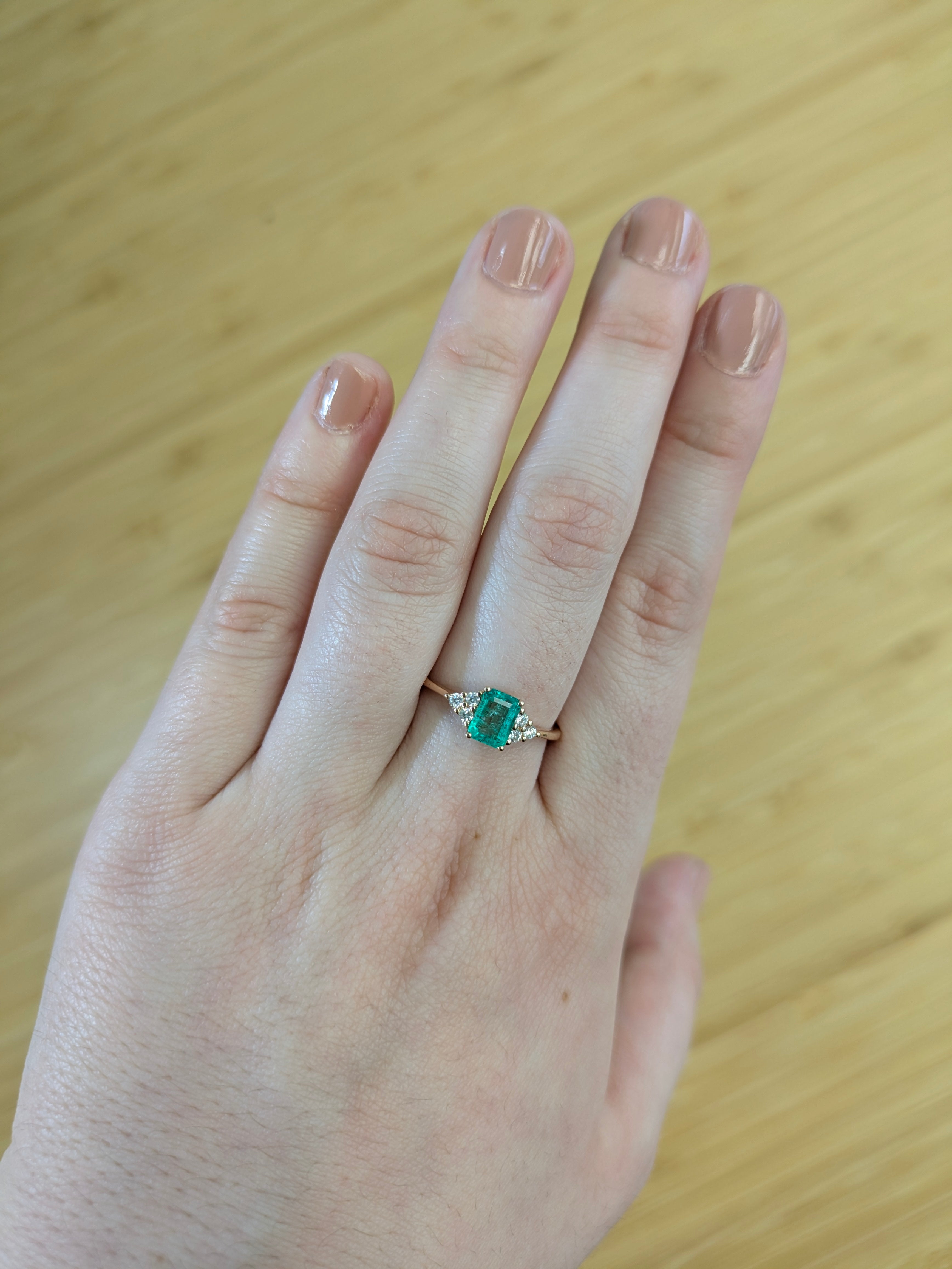 Reena 14K Rose Gold 0.56cts Ethiopian Emerald  Diamond Ring | Emerald Cut 6x4mm