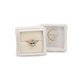 Jovana Solid 14k Gold  Aquamarine Ring with Natural Diamonds Accents, Oval 9x7mm